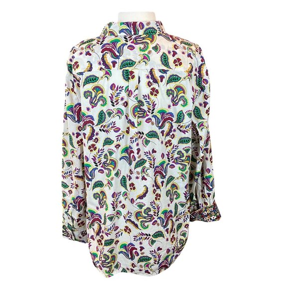Talbots Cotton Button Front Fitted Colorful Foulard Long Sleeve Shirt XL - Picture 5 of 9